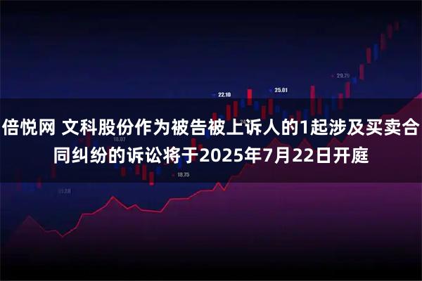 倍悦网 文科股份作为被告被上诉人的1起涉及买卖合同纠纷的诉讼将于2025年7月22日开庭